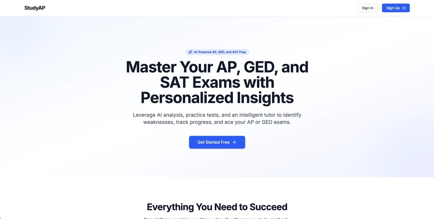 StudyAP website preview